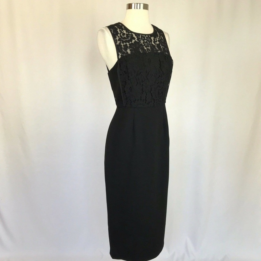 NWT Lace and Crepe Sheath Cocktail Dress - Picture 2 of 7